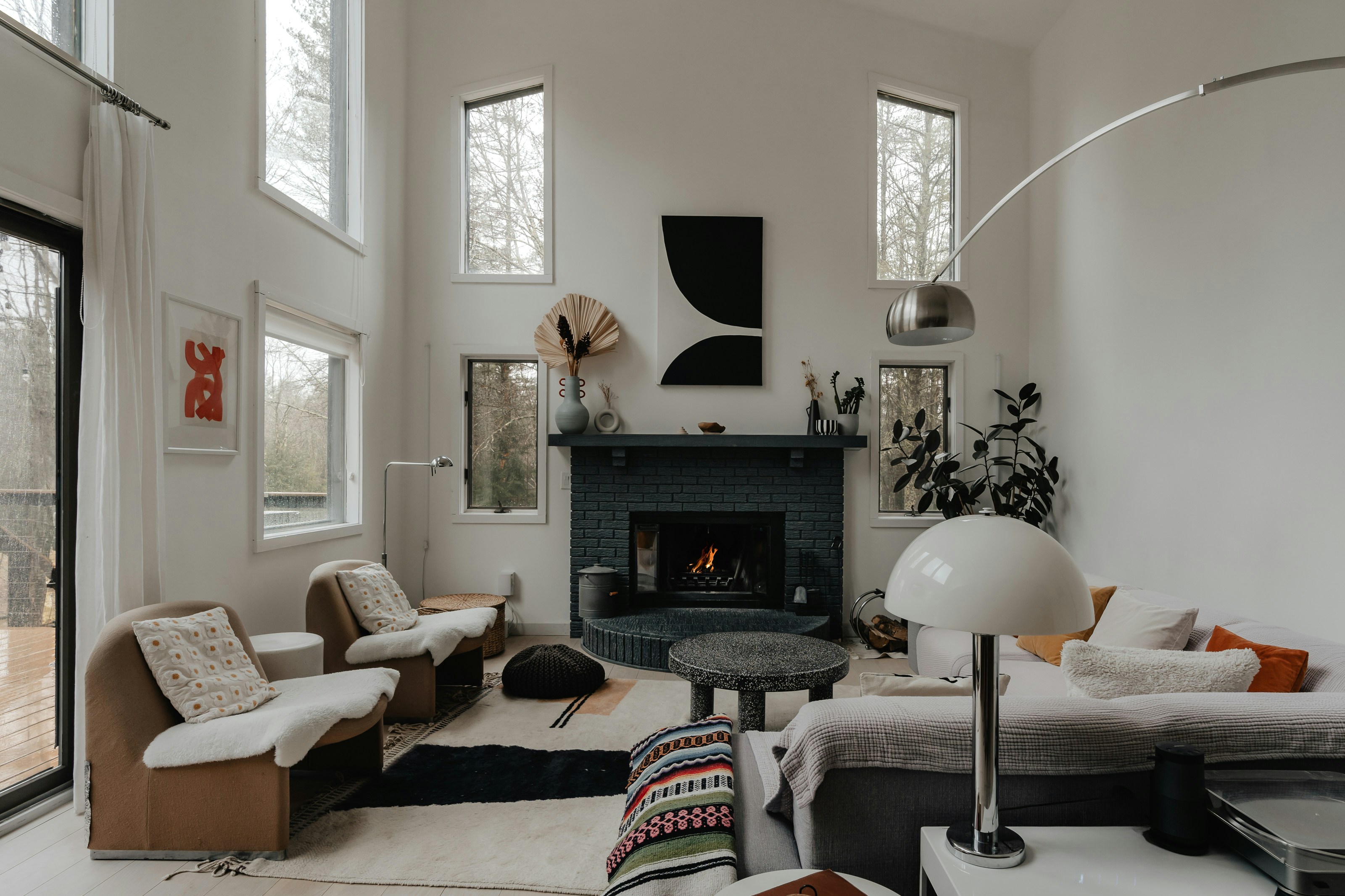 Refined living room interior with elegant tile finishes